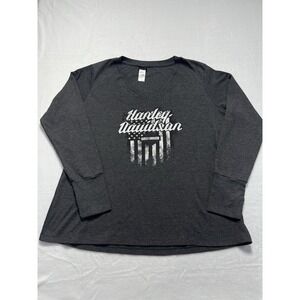 Harley-Davidson‎ Women's Grey Thermal Waffle Knit Long Sleeve Shirt 3X